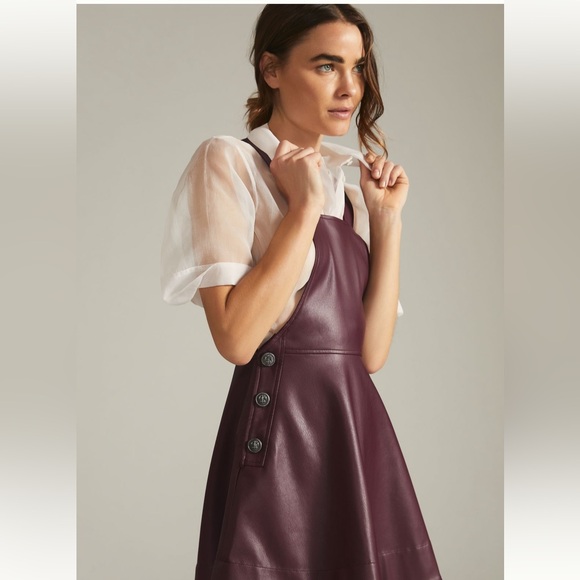Maeve Faux-Leather Pinafore, Sz L - Picture 4 of 10